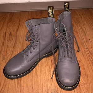 gray genuine leather doc martens